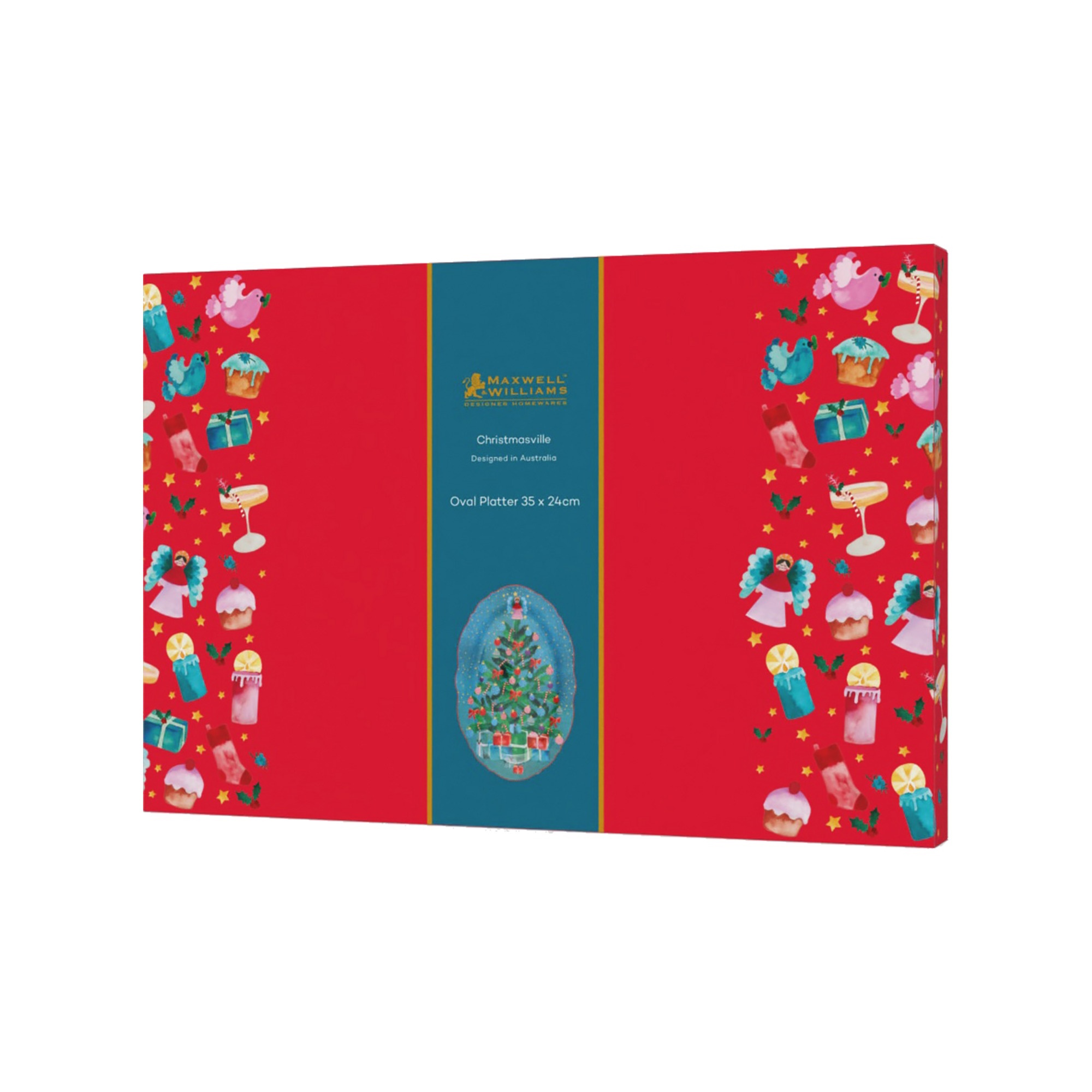 Maxwell & Williams Christmasville Oval Platter 35x24cm Tree Gift Boxed-3