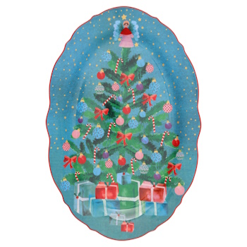 Maxwell & Williams Christmasville Oval Platter 35x24cm Tree Gift Boxed