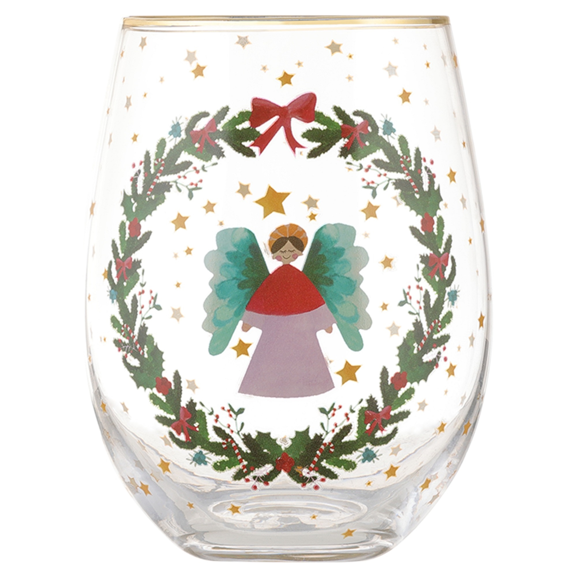 Maxwell & Williams Christmasville Stemless Glass 560ML Angel Gift Boxed-4