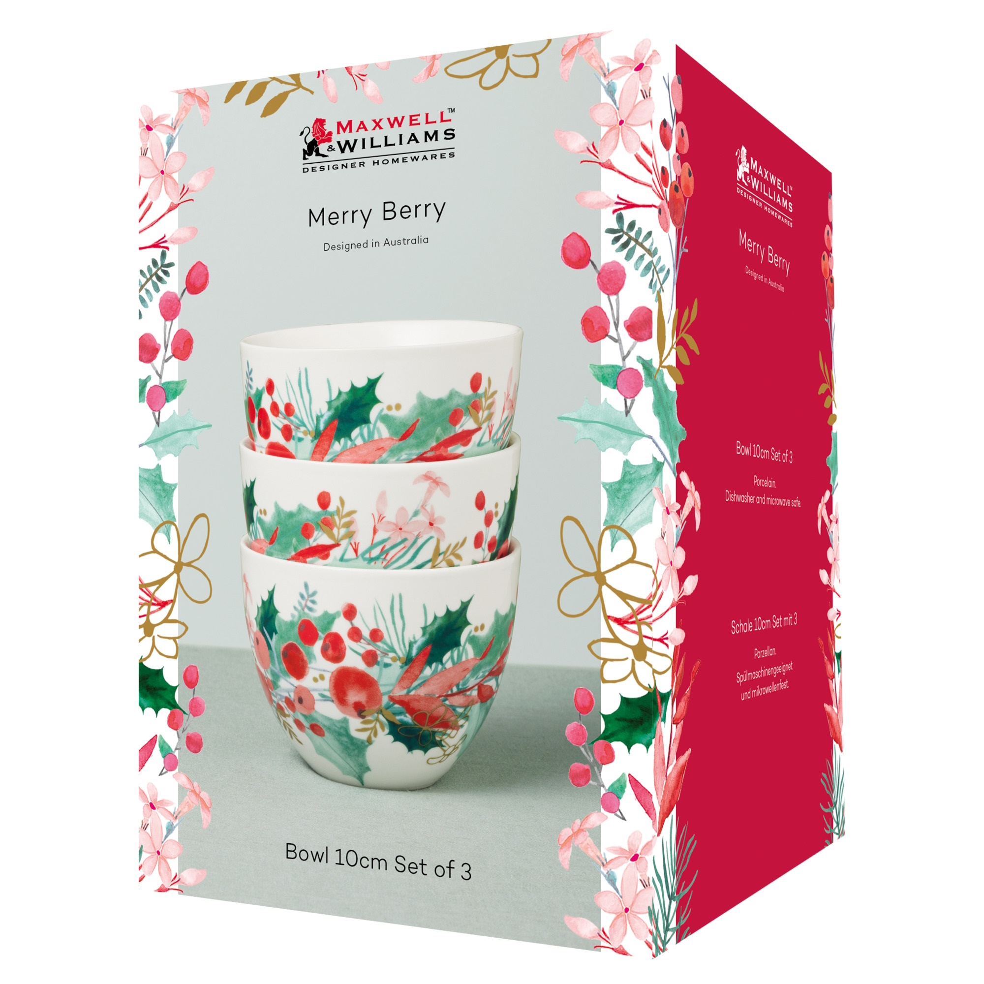 Maxwell & Williams Merry Berry Bowl 10cm Set of 3 Gift Boxed-2