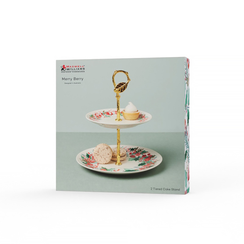 Maxwell & Williams Merry Berry 2 Tiered Cake Stand Gift Boxed-4