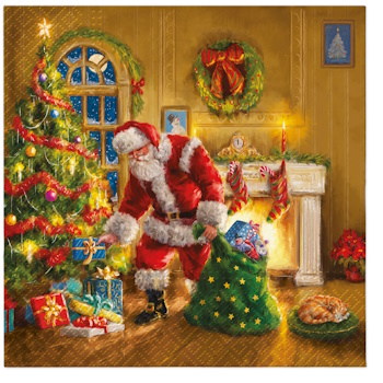 Paw Lunch Napkin 33cm Santa Is Here