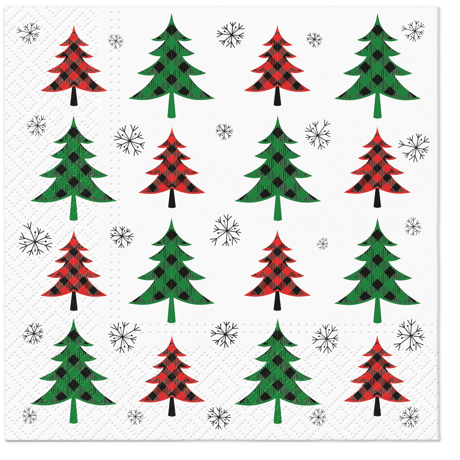 Paw Lunch Napkin 33cm Xmas Tree Check