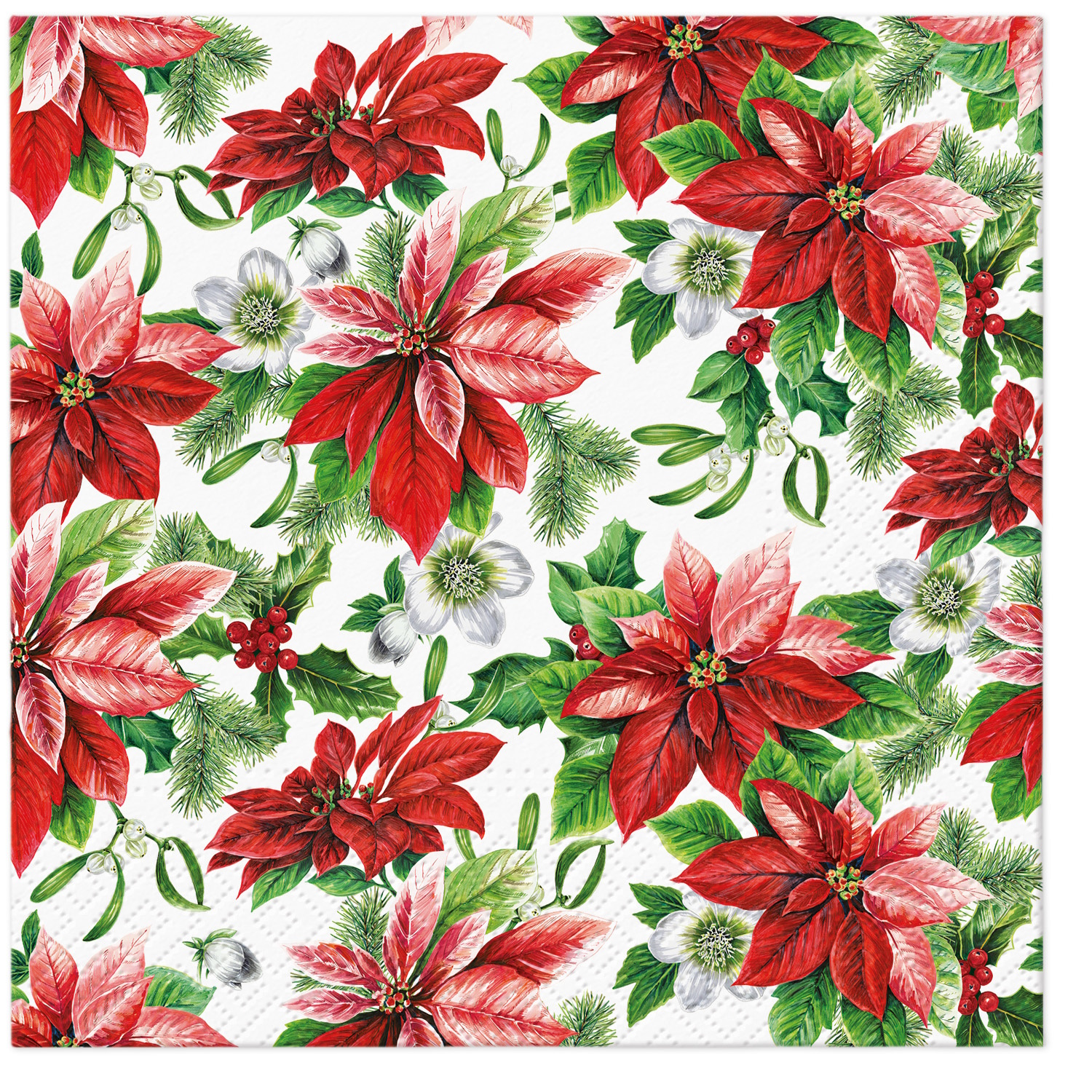 Paw Lunch Napkin 33cm Glory Poinsettia