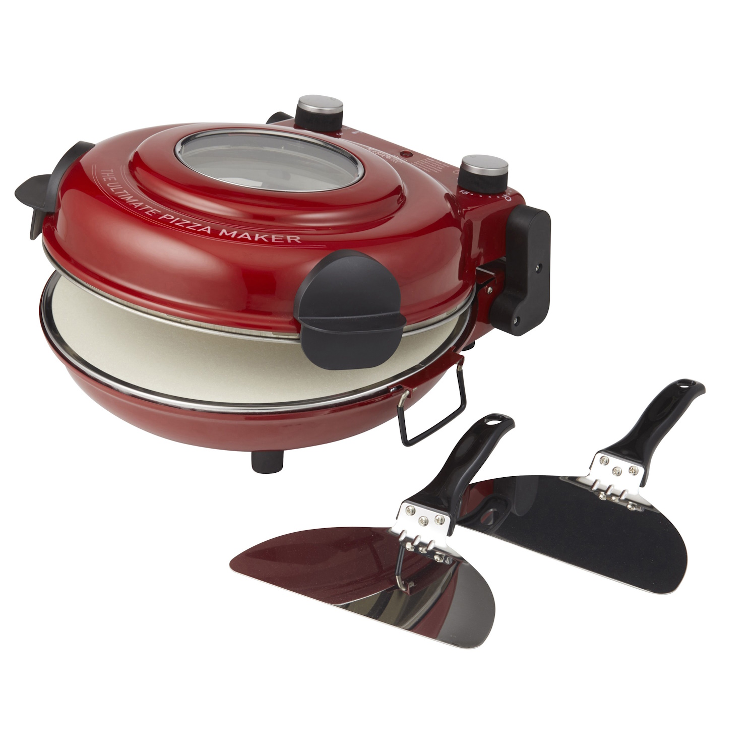 Masterpro The Ultimate Pizza Oven With Window Red/stainless Steel 38.5x33x19cm/2 Paddles-1