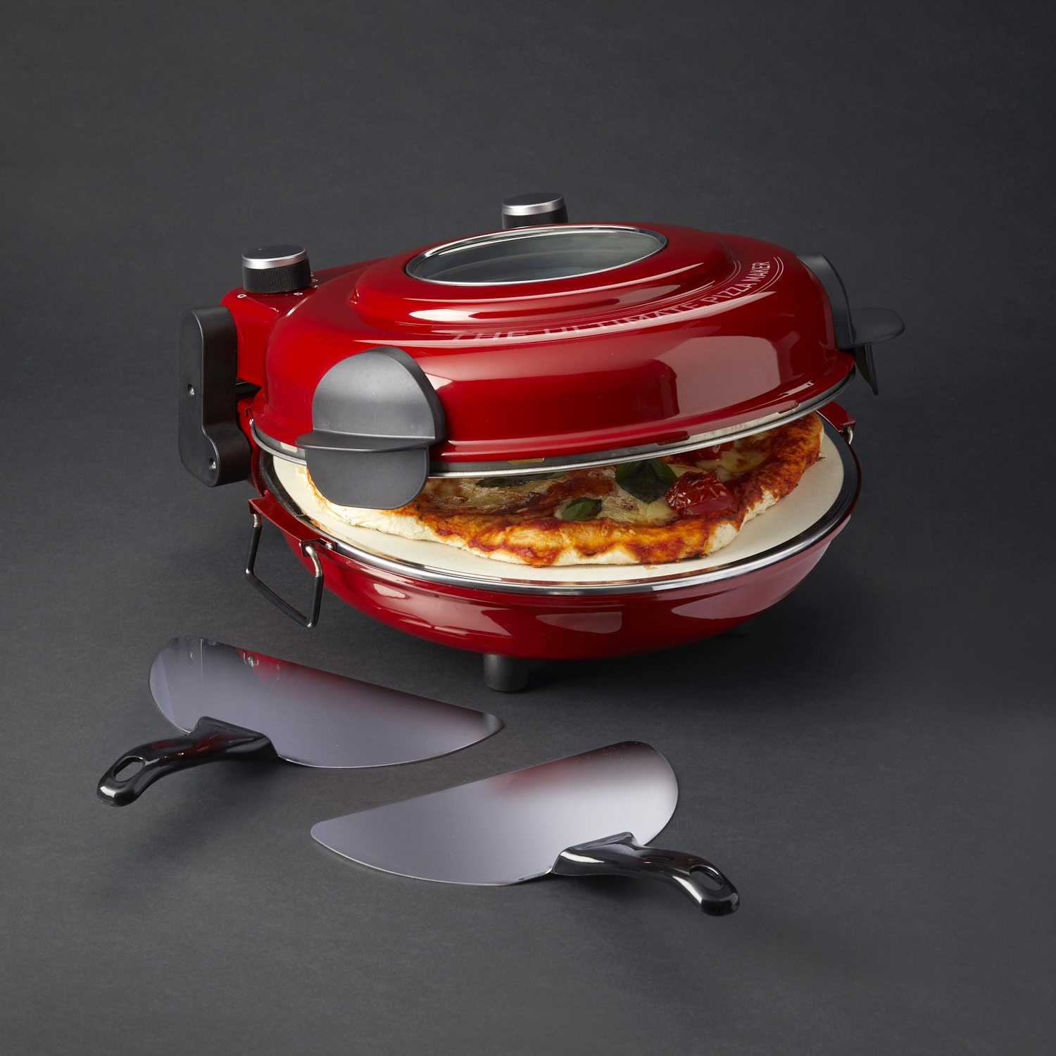 Masterpro The Ultimate Pizza Oven With Window Red/stainless Steel 38.5x33x19cm/2 Paddles-3