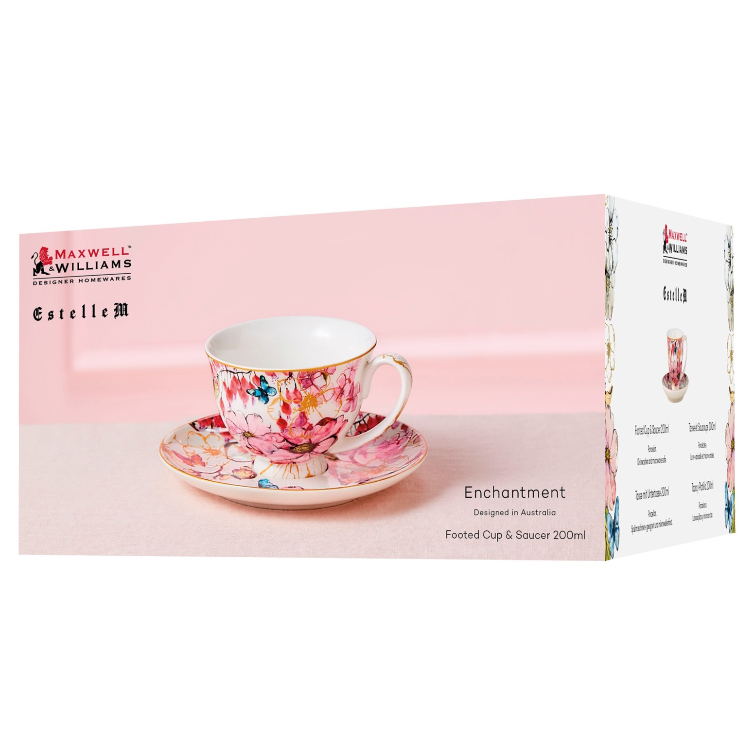 Maxwell & Williams Estelle Michaelides Enchantment Footed Cup & Saucer 200ML White Gift Boxed-4
