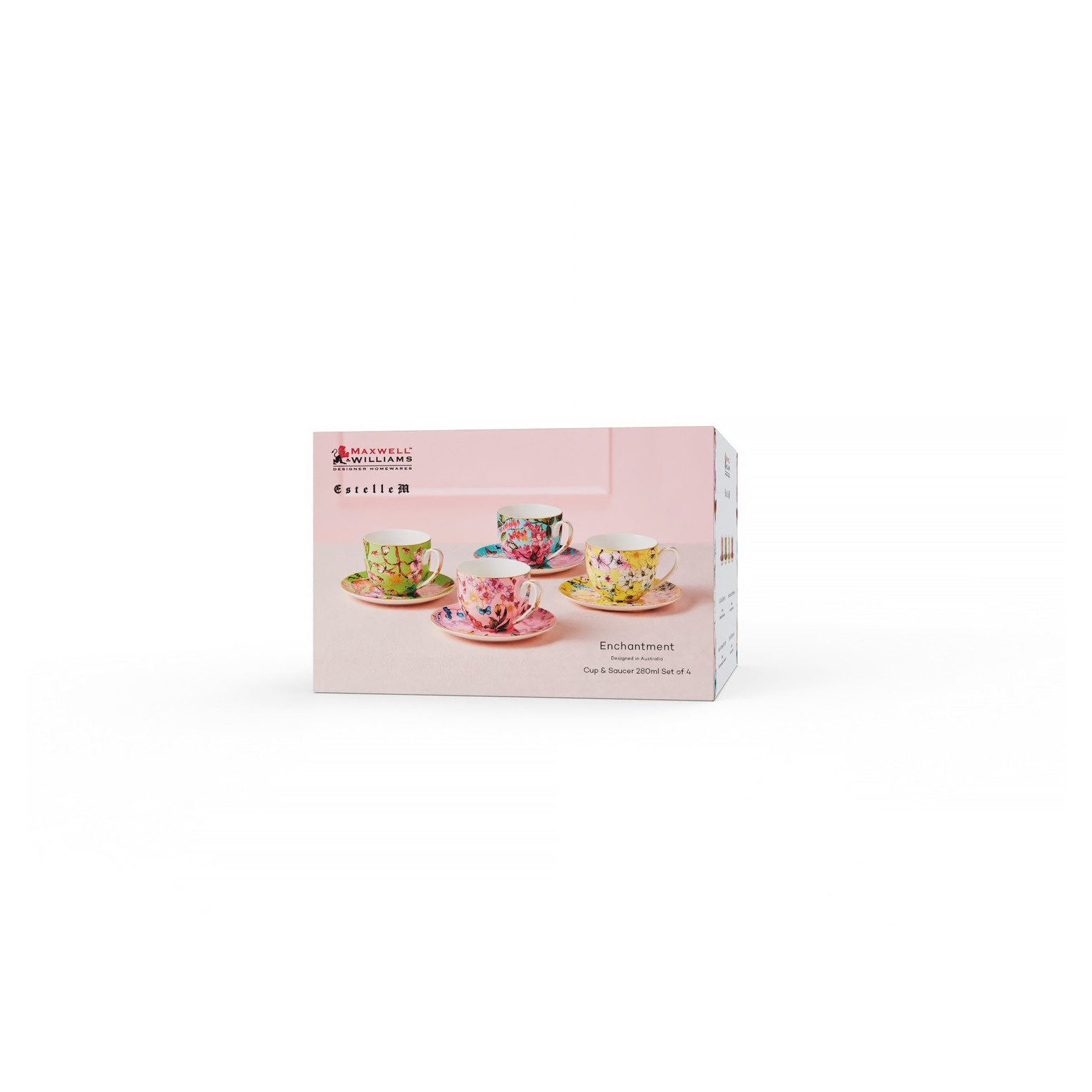 Maxwell & Williams Estelle Michaelides Enchantment Cup & Saucer 280ML Set of 4 Gift Boxed-4