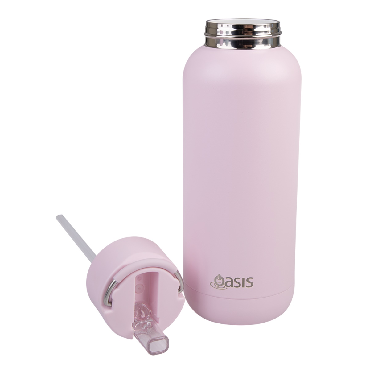 Oasis Moda Ceramic Lined Stainless Steel Triple Wall Insulated Drink Bottle 1l - Pink Lemonade-3