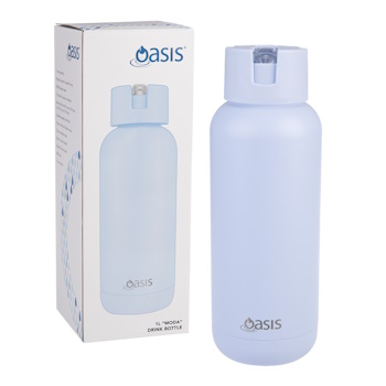Oasis Moda Ceramic Lined Stainless Steel Triple Wall Insulated Drink Bottle 1l - Periwinkle