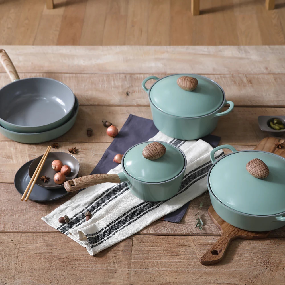 Neoflam Retro 26cm Low Stockpot Induction With Die-cast Lid Green Demer-3