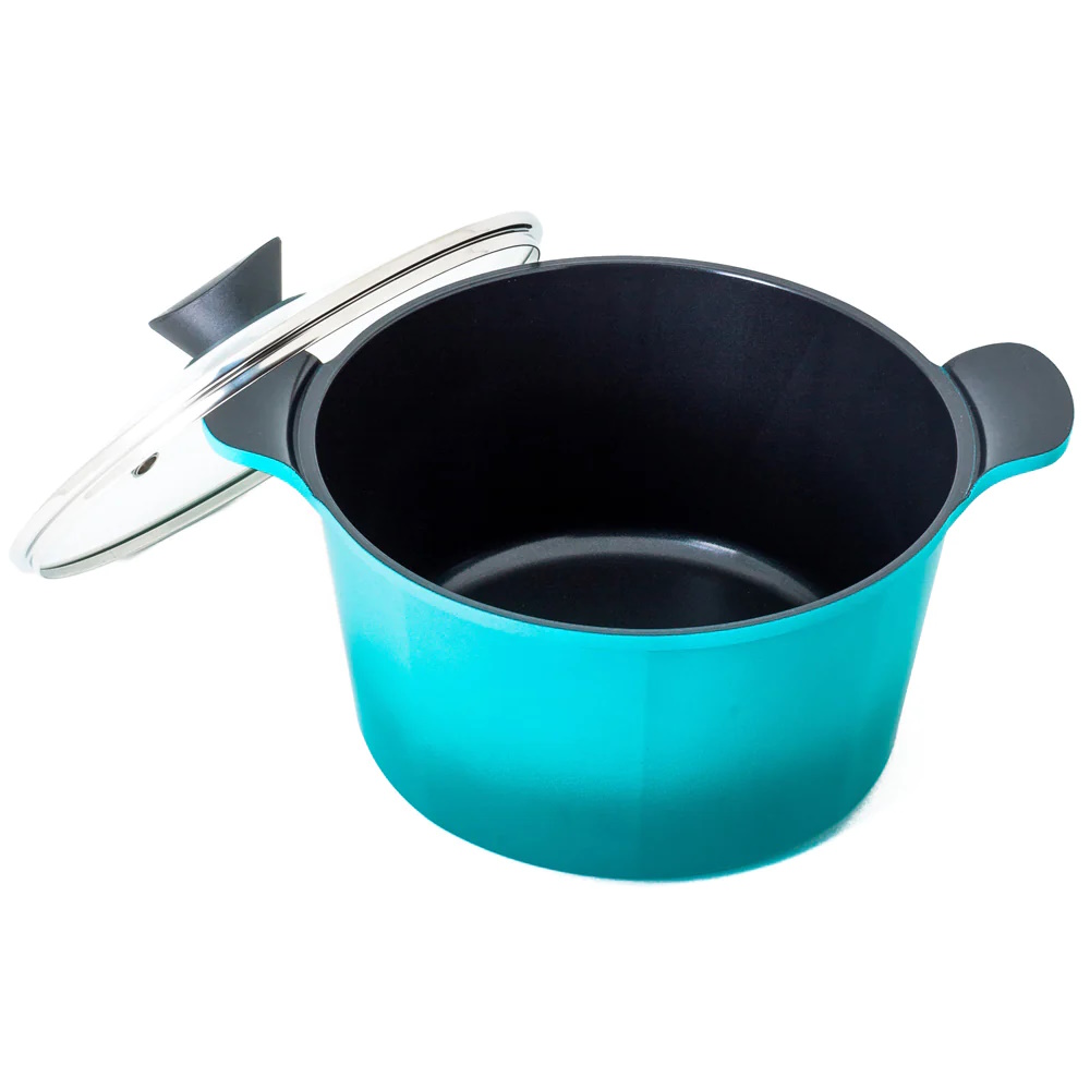 Neoflam Venn 26cm Deep Casserole 6.50L Turquoise with Glass Lid-2