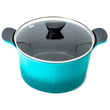 Neoflam Venn 26cm Deep Casserole 6.50L Turquoise with Glass Lid