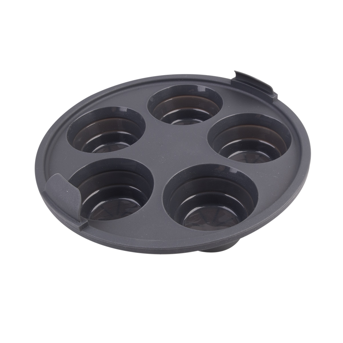 Daily Bake Silicone Round Collapsible Air Fryer 5 Cup Muffin Pan 22cm Dia. - Charcoal