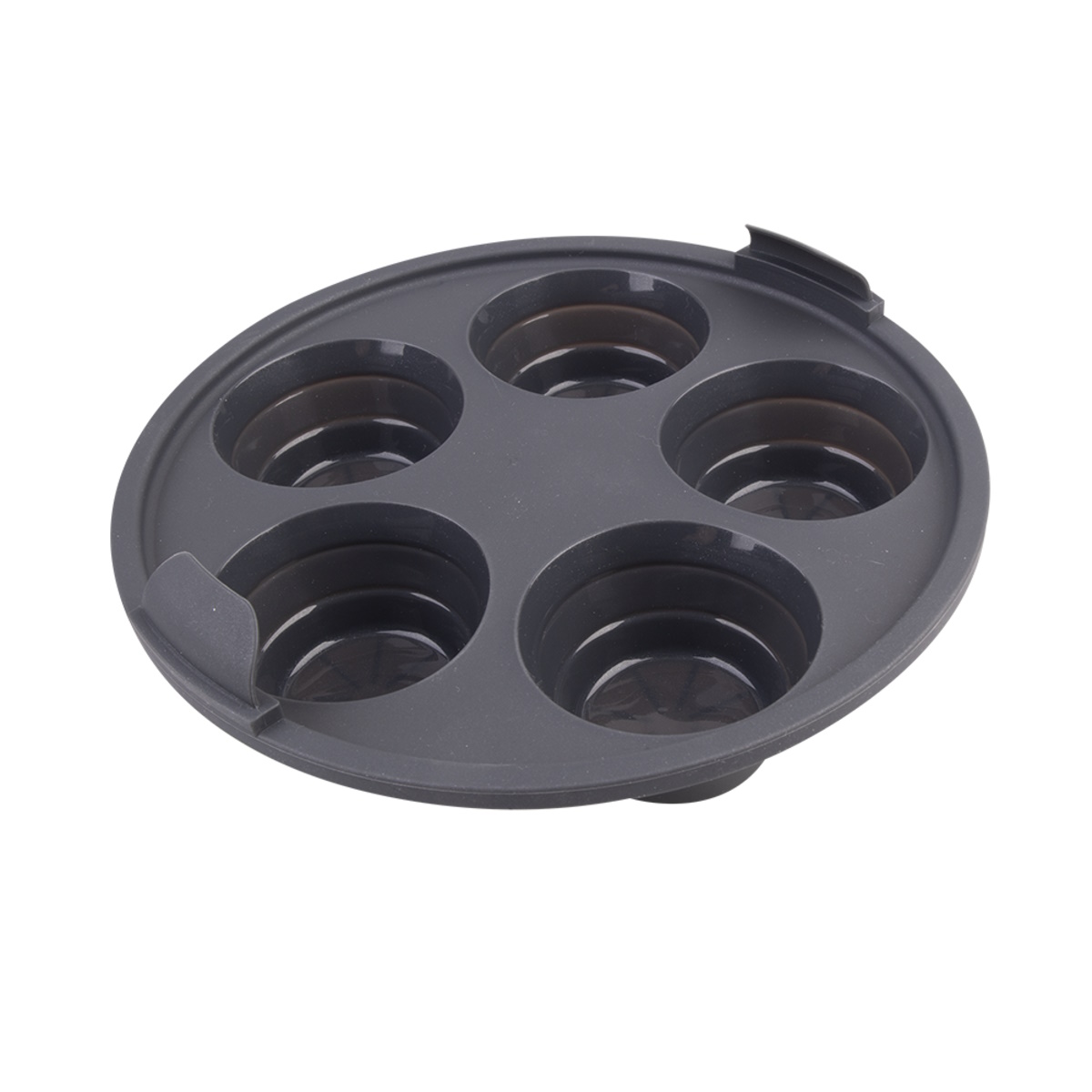 Daily Bake Silicone Round Collapsible Air Fryer 5 Cup Muffin Pan 22cm Dia. - Charcoal-2