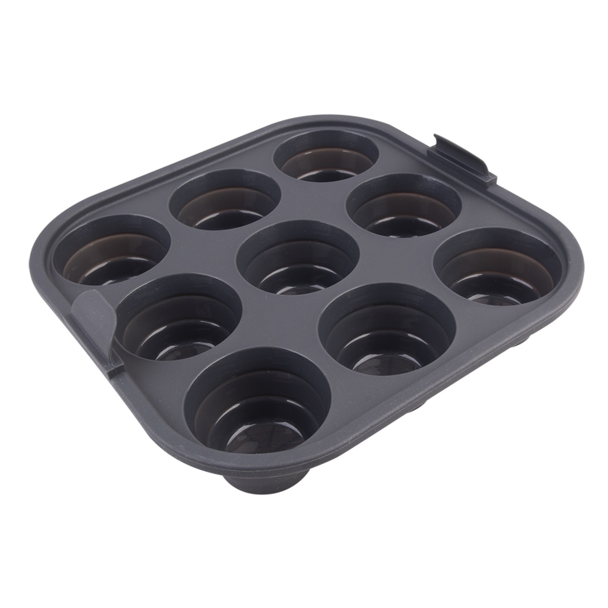 Daily Bake Silicone Square Collapsible Air Fryer 9 Cup Muffin Pan 22 X 22cm - Charcoal