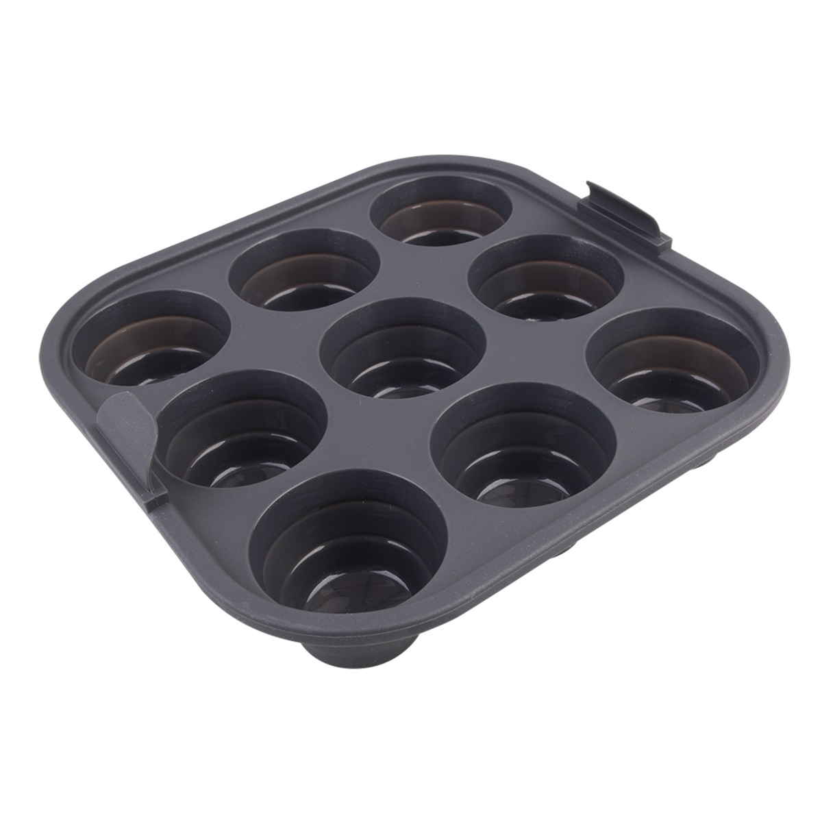 Daily Bake Silicone Square Collapsible Air Fryer 9 Cup Muffin Pan 22 X 22cm - Charcoal-2