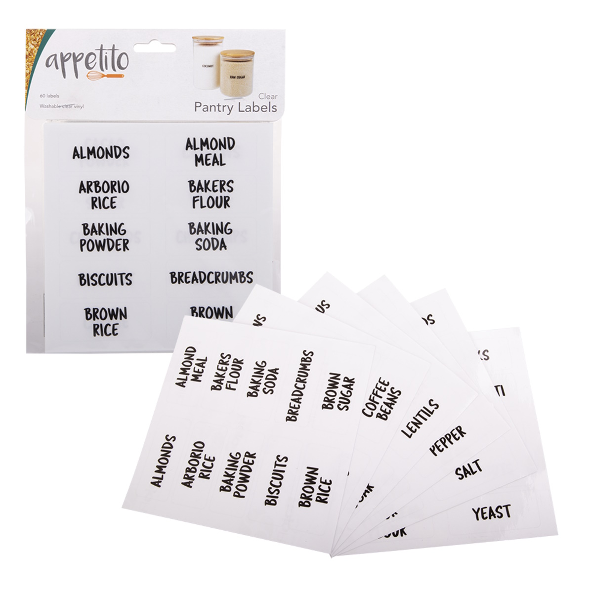 Appetito Clear Pantry Labels Pack 60-1