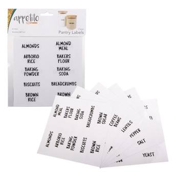 Appetito Clear Pantry Labels Pack 60