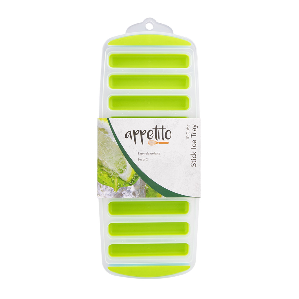 Appetito Easy Release 10 Cube Stick Ice Tray Set 2 - Blue/lime-3