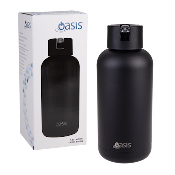 Oasis "Moda" Ceramic Lined S/S Triple Wall Ins. Drink bottle 1.5l (Black)
