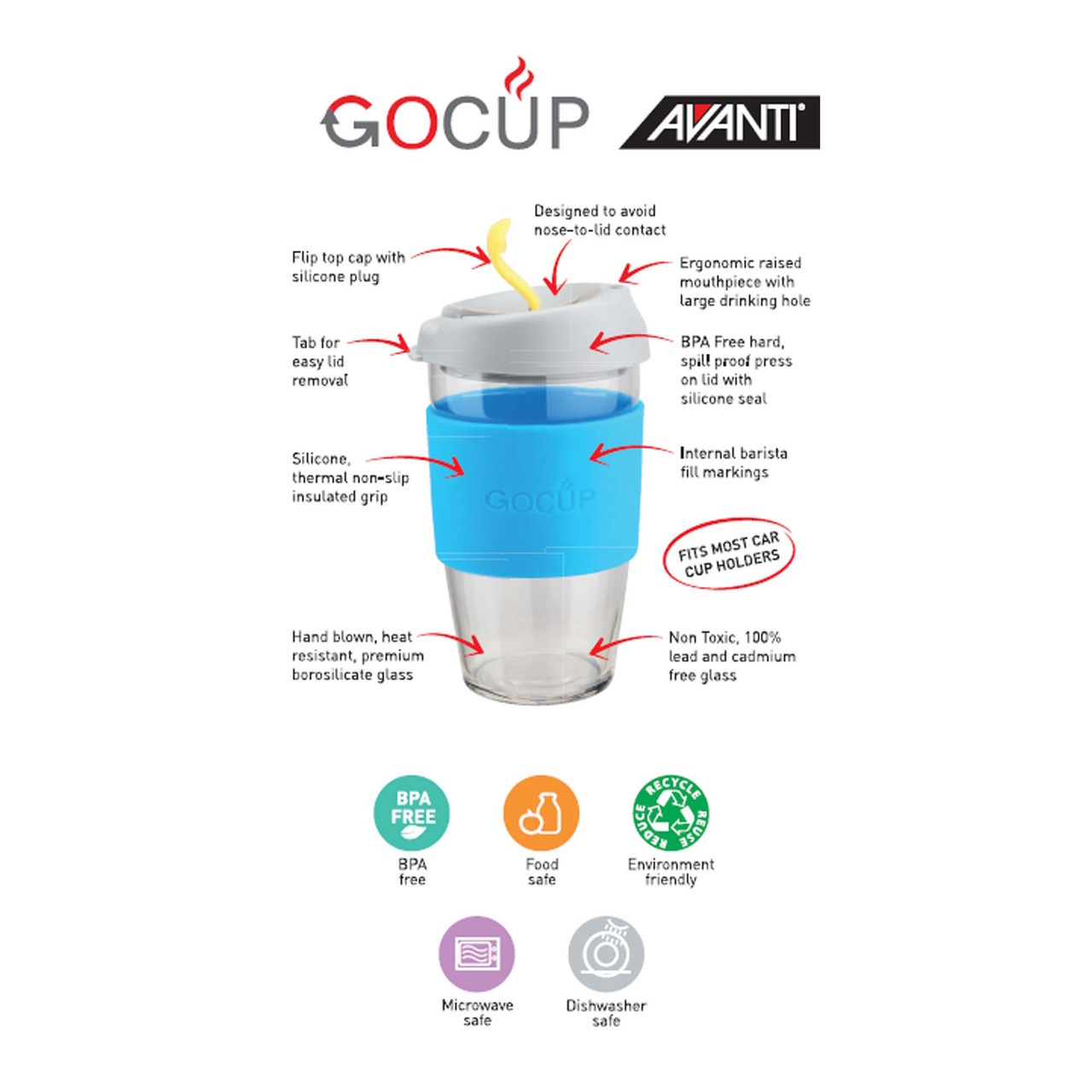 Avanti Glass Gocup 473ml Pink-4