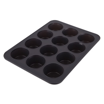 DailyBake Silicone 12 Cup Muffin Pan (Charcoal)
