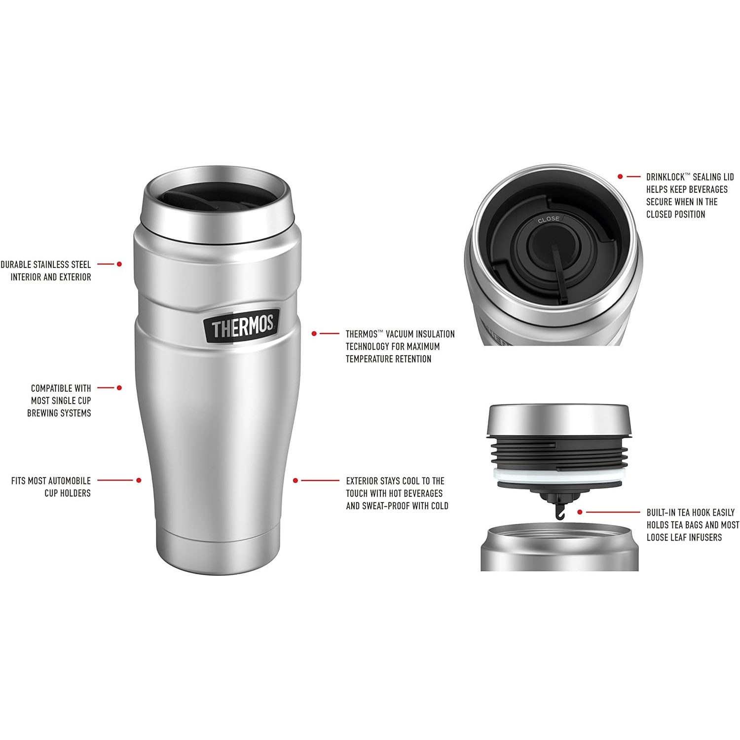 Thermos Stainless King Vacuum Insulated 470ml Tumbler Red-4