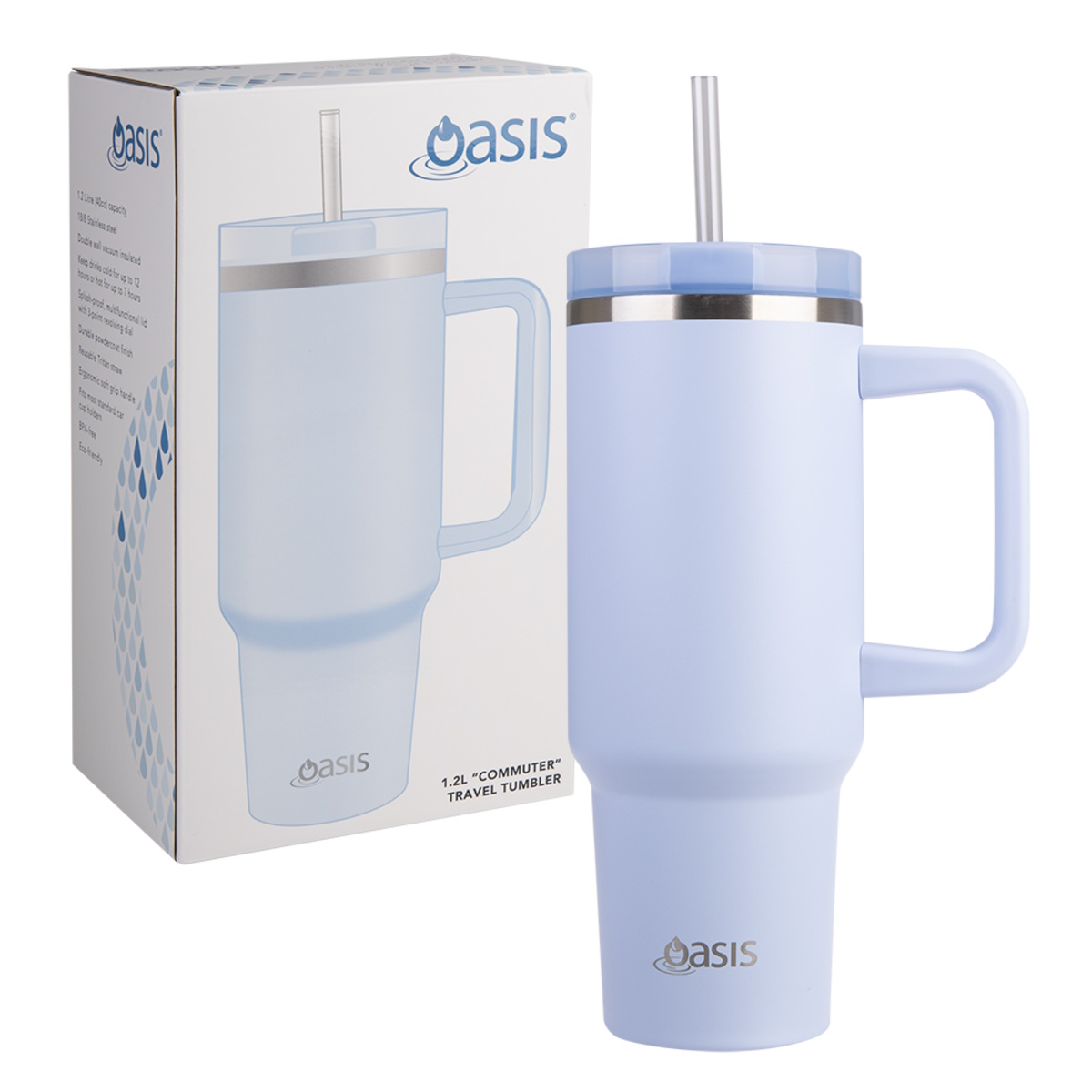 Oasis Stainless Steel Double Wall Insulated Commuter Travel Tumbler 1.2l PERIWINKLE-1