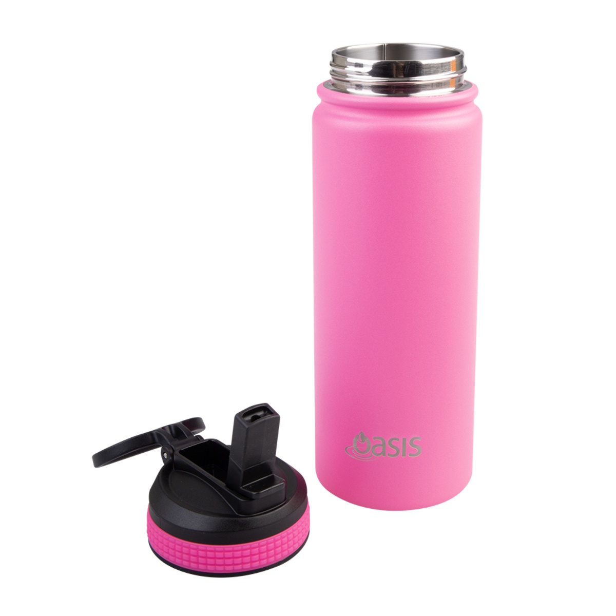 Oasis Stainless Steel Double Wall Insulated Challenger Sports Bottle  550ml - Neon Pink-3