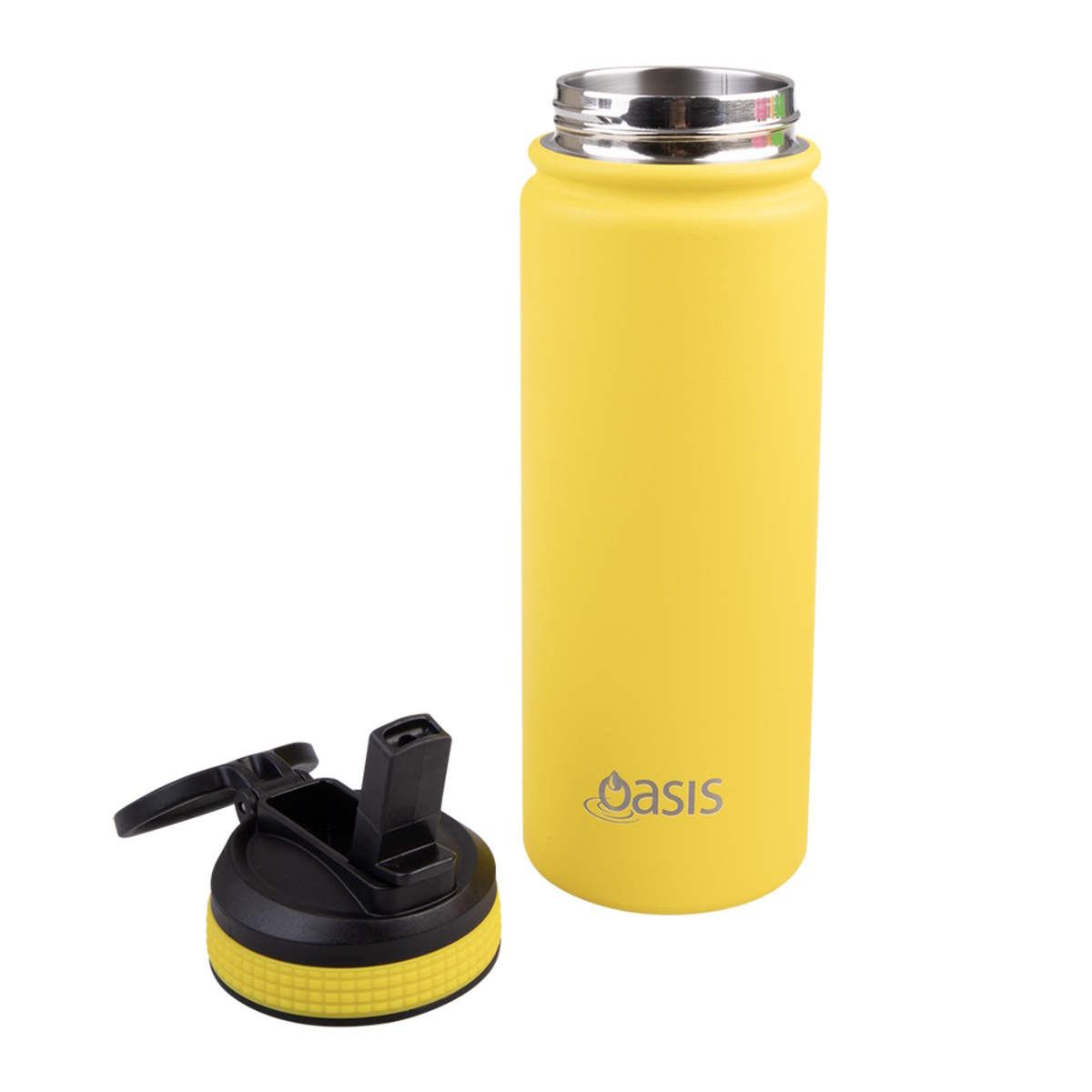 Oasis Stainless Steel Double Wall Insulated Challenger Sports Bottle  550ml - Neon Yellow-3