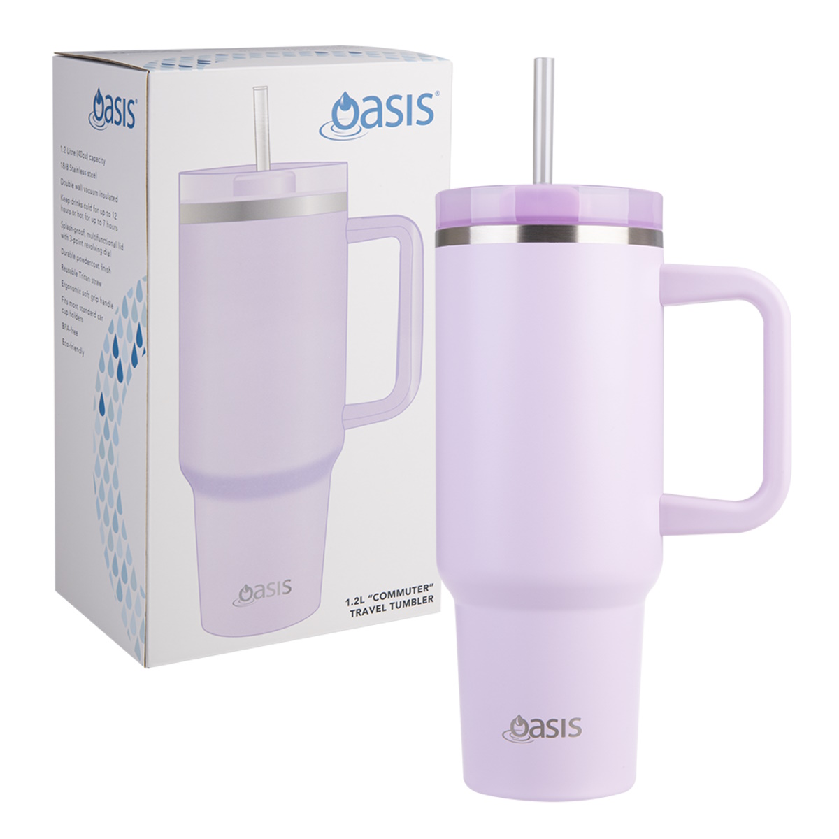 Oasis Stainless Steel Double Wall Insulated Commuter Travel Tumbler 1.2l  ORCHID-1