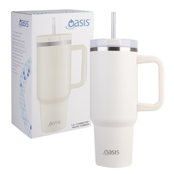 Oasis Stainless Steel Double Wall Insulated Commuter Travel Tumbler 1.2l ALABASTER