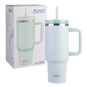 Oasis Stainless Steel Double Wall Insulated Commuter Travel Tumbler 1.2l SEA MIST