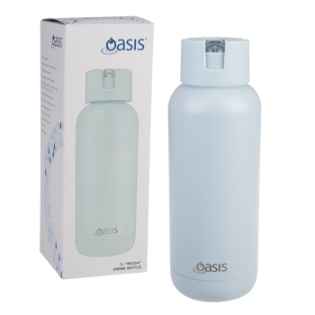 Oasis Moda Ceramic Lined Stainless Steel Triple Wall Insulated Drink Bottle 1l - Sea Mist