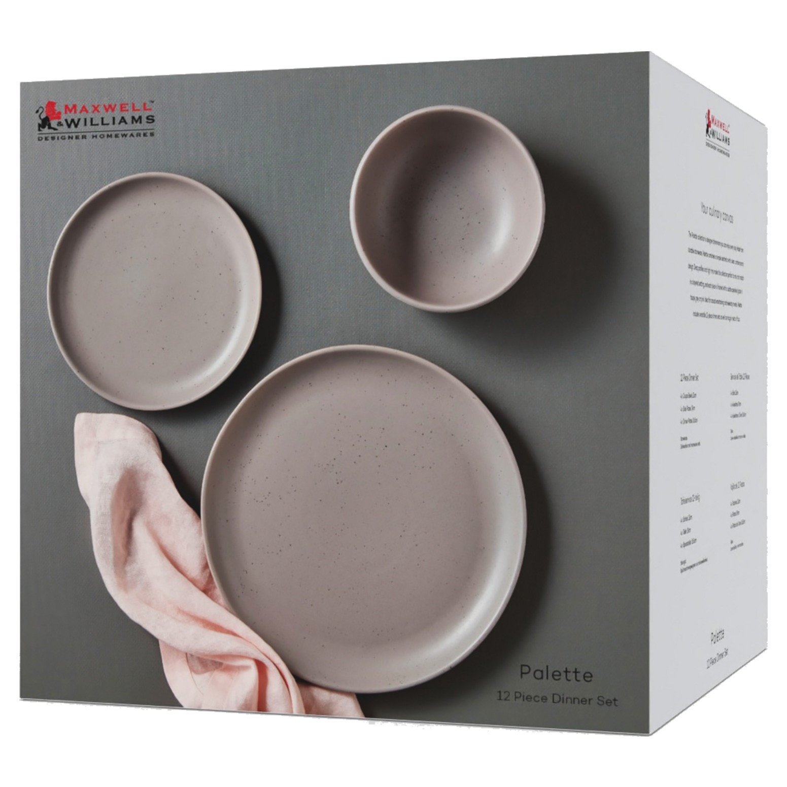 Maxwell & Williams Palette Dinner Set 12pc Grey Speckle Gift Boxed