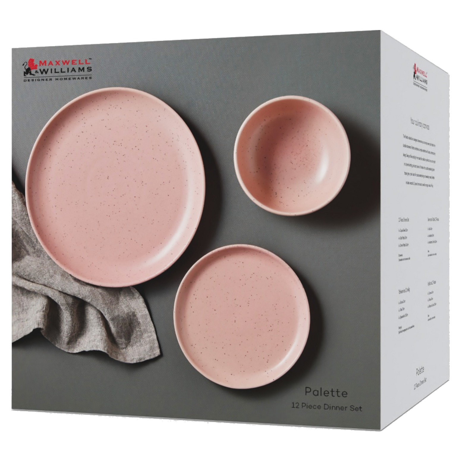 Maxwell & Williams Palette Dinner Set 12pc Pink Speckle Gift Boxed-2