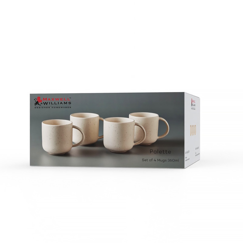 Maxwell & Williams Palette Mug Set of 4 360ML Cream Speckle Gift Boxed