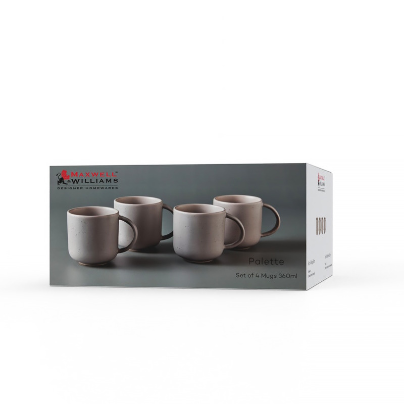 Maxwell & Williams Palette Mug Set of 4 360ML Grey Speckle Gift Boxed