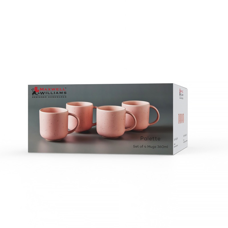 Maxwell & Williams Palette Mug Set of 4 360ML Pink Speckle Gift Boxed