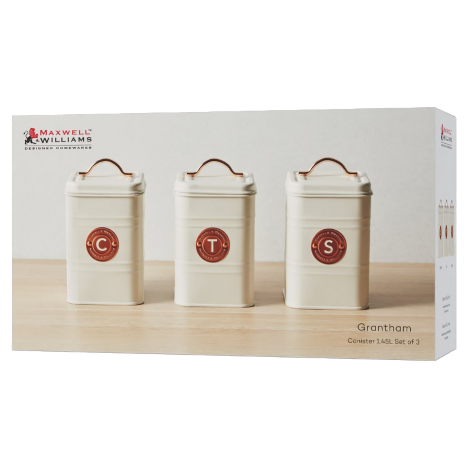 Maxwell & Williams Grantham Canister Set of 3 Cream Gift Boxed-2