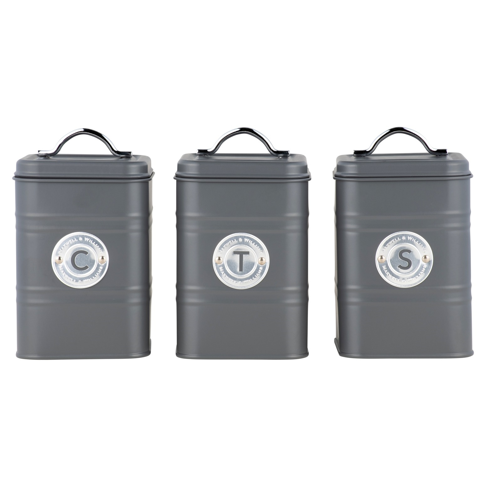 Maxwell & Williams Grantham Canister Set of 3 Charcoal Gift Boxed-1