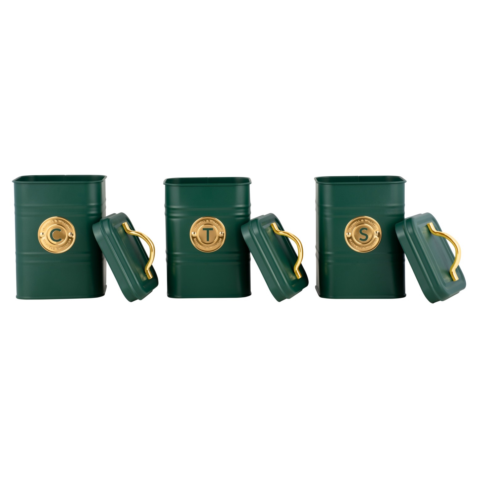Maxwell & Williams Grantham Canister Set of 3 Green Gift Boxed-3