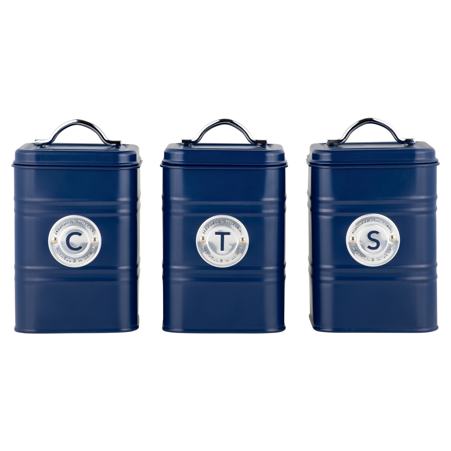 Maxwell & Williams Grantham Canister Set of 3 Navy Gift Boxed-1