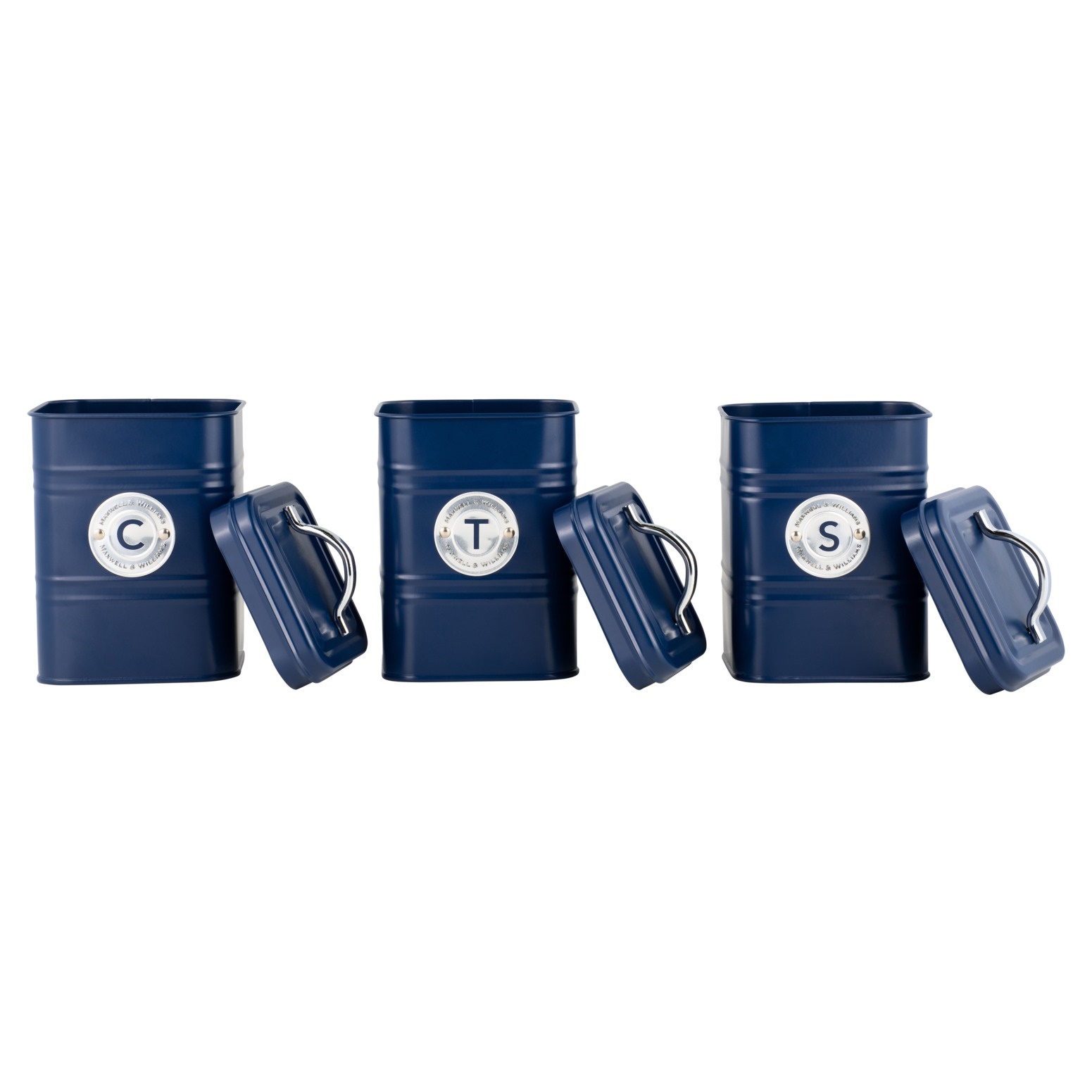 Maxwell & Williams Grantham Canister Set of 3 Navy Gift Boxed-3