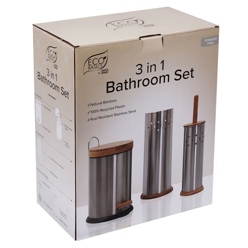 White Magic Eco Basics 3 in 1 Bathroom Set - Stainless Steel-3