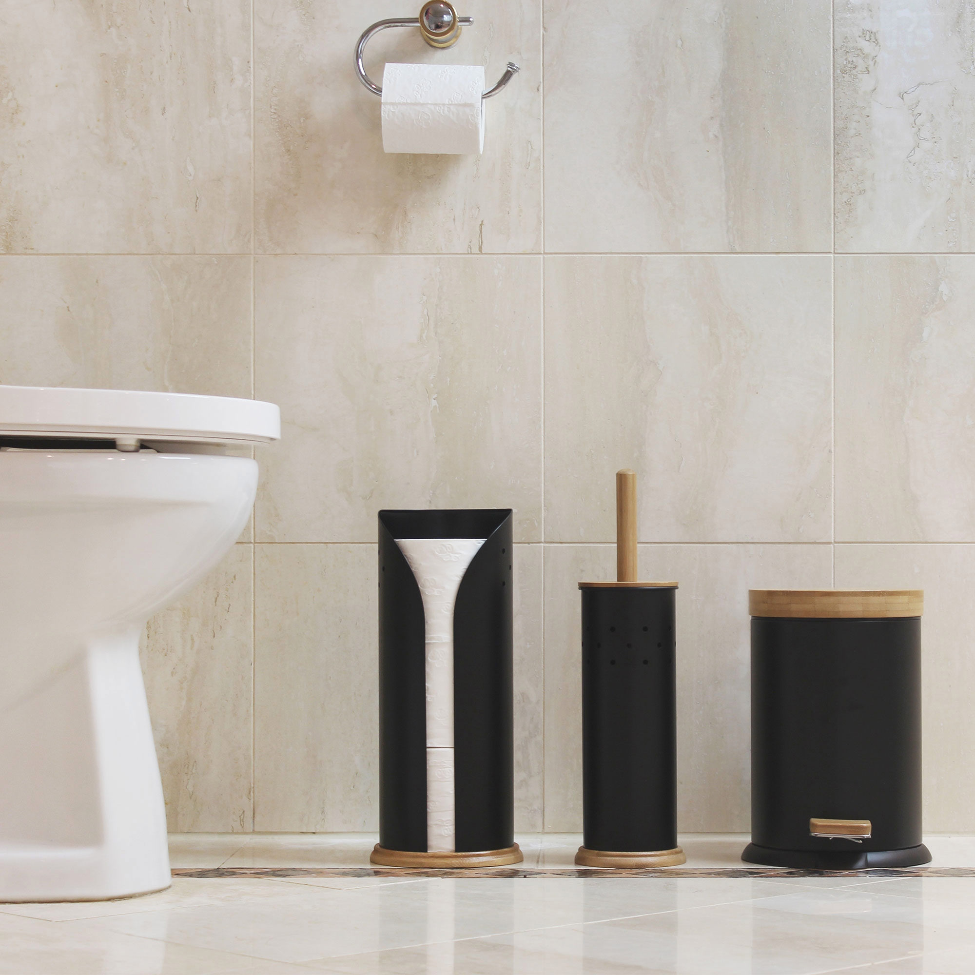 White Magic Eco Basics 3 in 1 Bathroom Set - Black-3