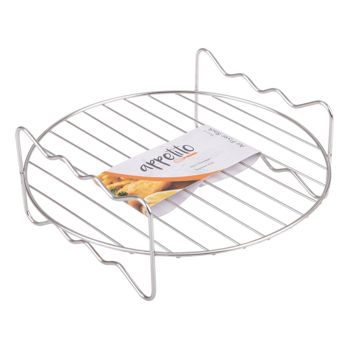 Appetito Stainless Steel Round Air Fryer Rack 22cm Dia-3