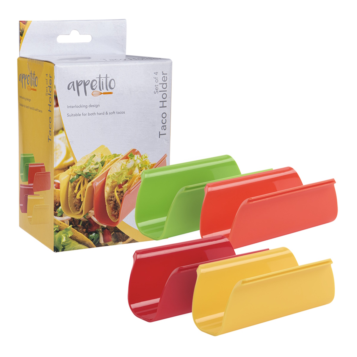 Appetito Taco Holder Set 4 - Asst. Colours-1