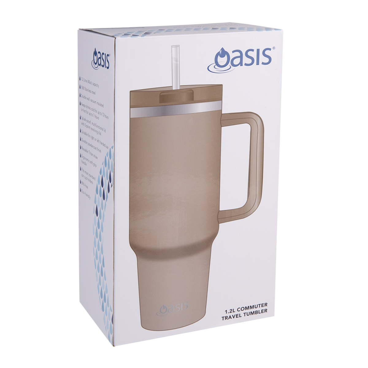  Oasis Stainless Steel Double Wall Insulated Commuter Travel Tumbler 1.2l - Latte-3